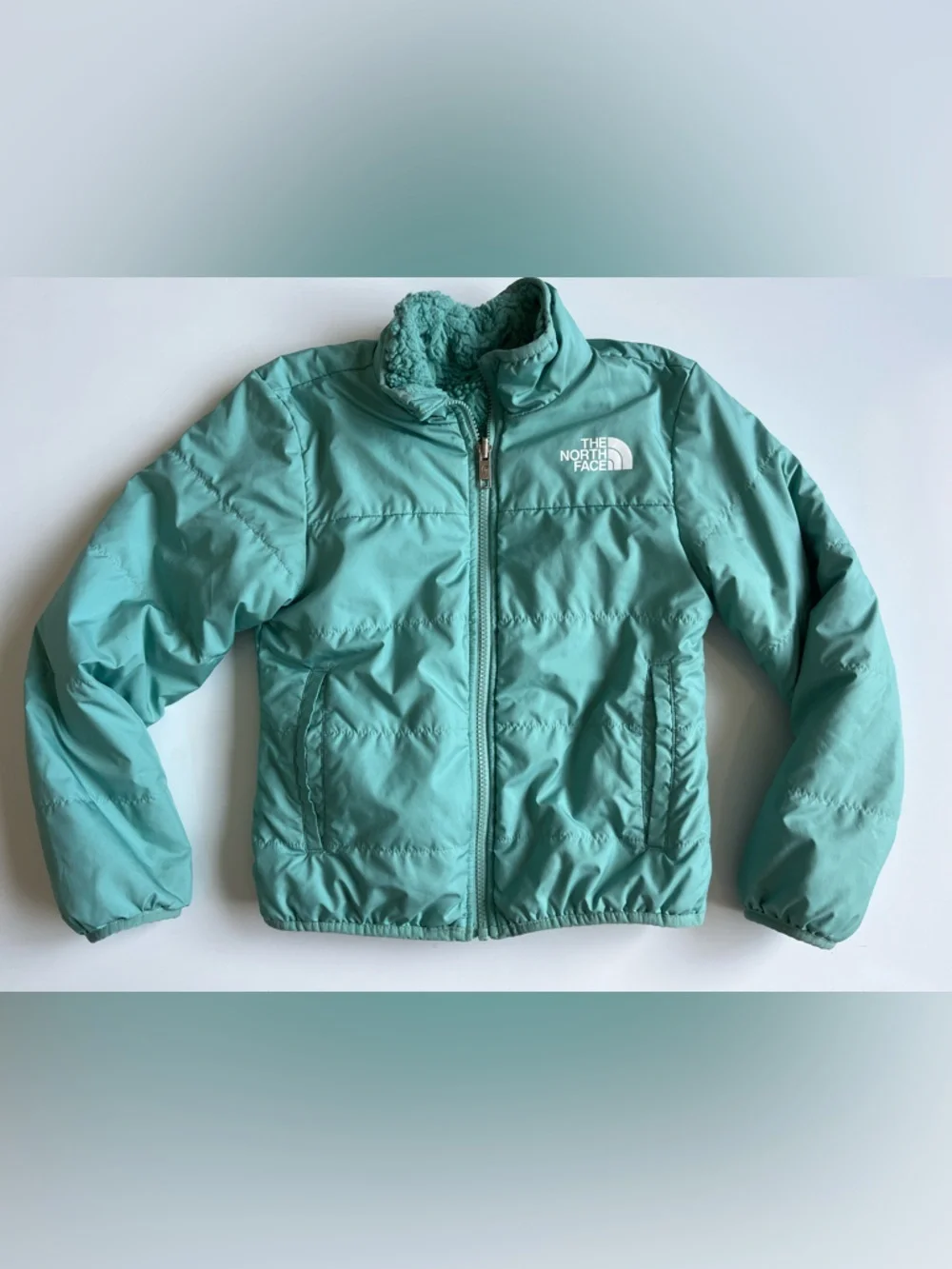 The North Face Teal Reversible Fleece and Shell Jacket